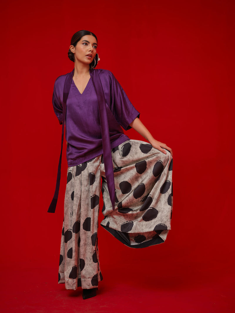 Discover Top-Aubergine satin top/shirt by Stoique in purple for women in Singapore
