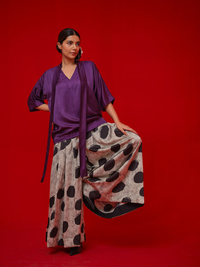 Discover Pants-Black + Grey satin tunics/kaftan by Stoique in black, grey for women in Singapore