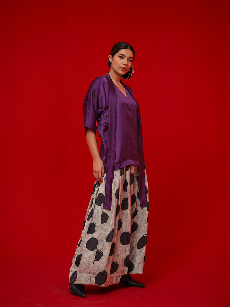Discover Top-Aubergine satin top/shirt by Stoique in purple for women in Singapore