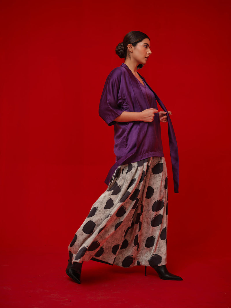 Discover Top-Aubergine satin top/shirt by Stoique in purple for women in Singapore