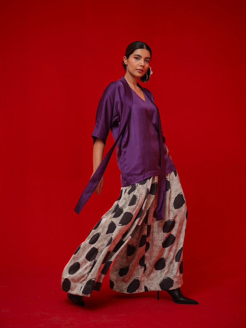 Discover Top-Aubergine satin top/shirt by Stoique in purple for women in Singapore