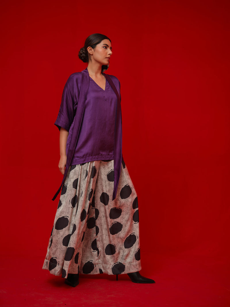 Discover Top-Aubergine satin top/shirt by Stoique in purple for women in Singapore