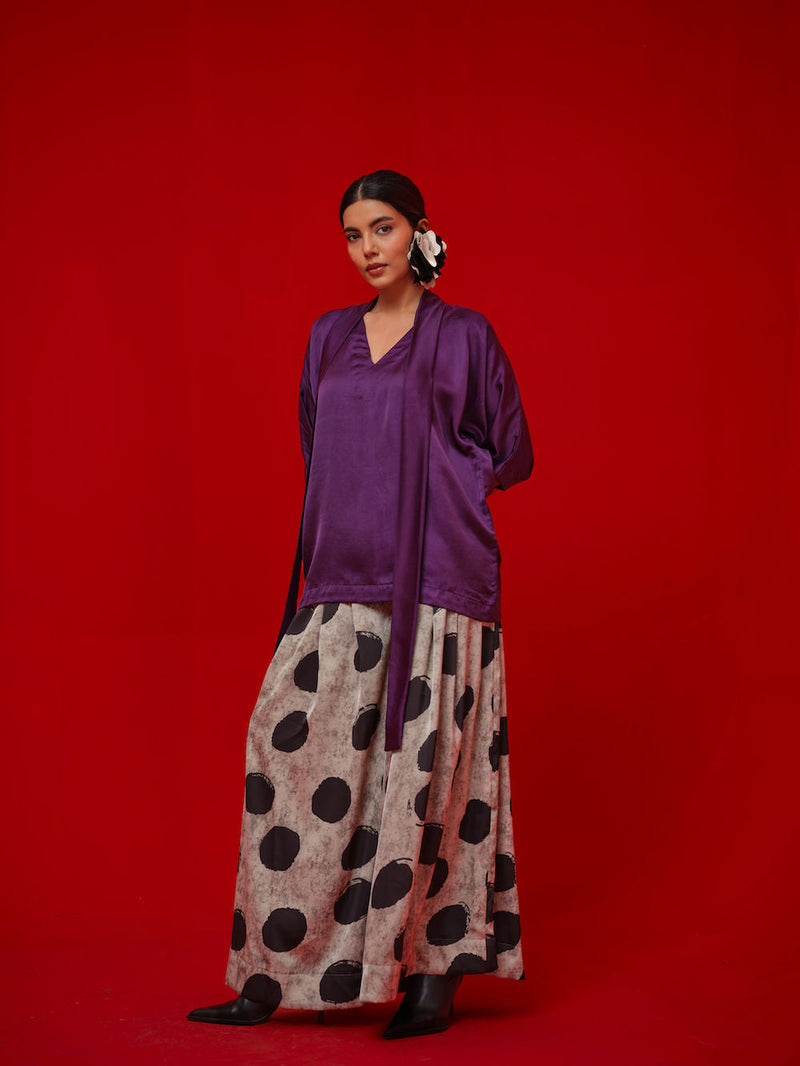 Discover Top-Aubergine satin top/shirt by Stoique in purple for women in Singapore