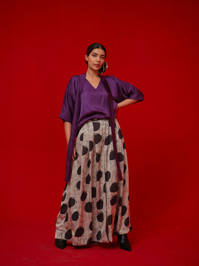 Discover Pants-Black + Grey satin tunics/kaftan by Stoique in black, grey for women in Singapore