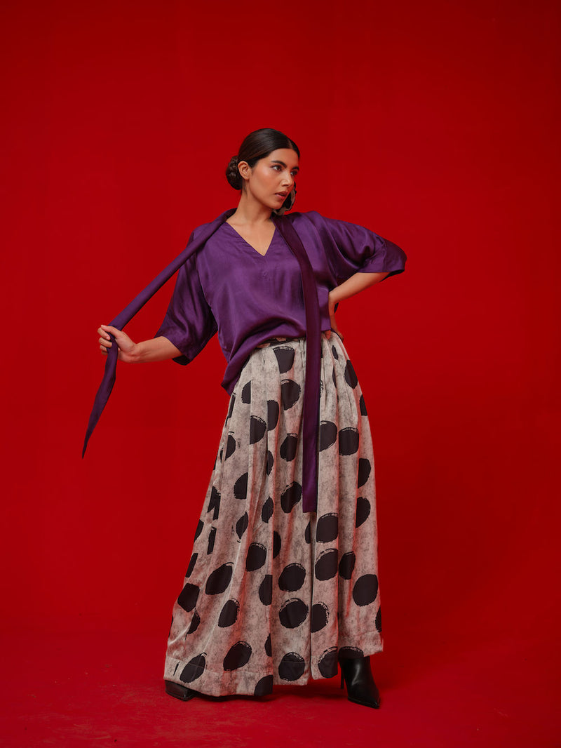 Discover Pants-Black + Grey satin tunics/kaftan by Stoique in black, grey for women in Singapore