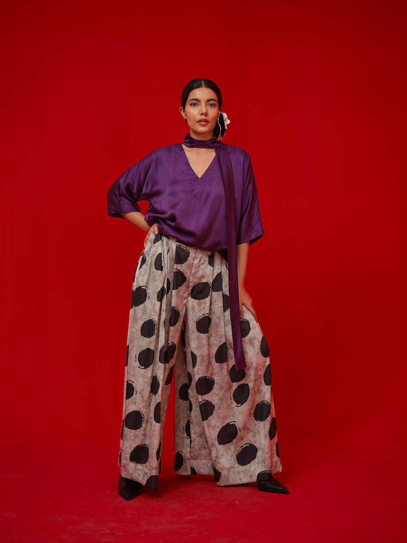 Discover Top-Aubergine satin top/shirt by Stoique in purple for women in Singapore
