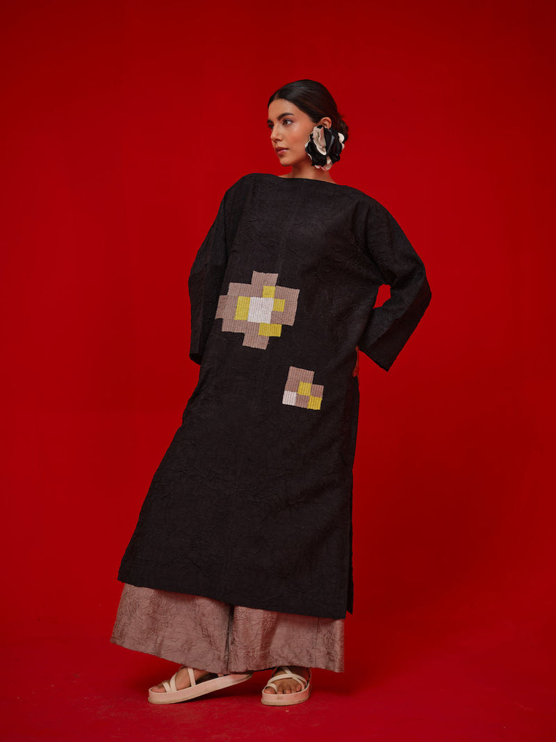 Spring Tunic-Black + Grey + Ivory + Yellow crushed silk tunics/kaftan by Stoique in black, grey, ivory, yellow for women in Singapore