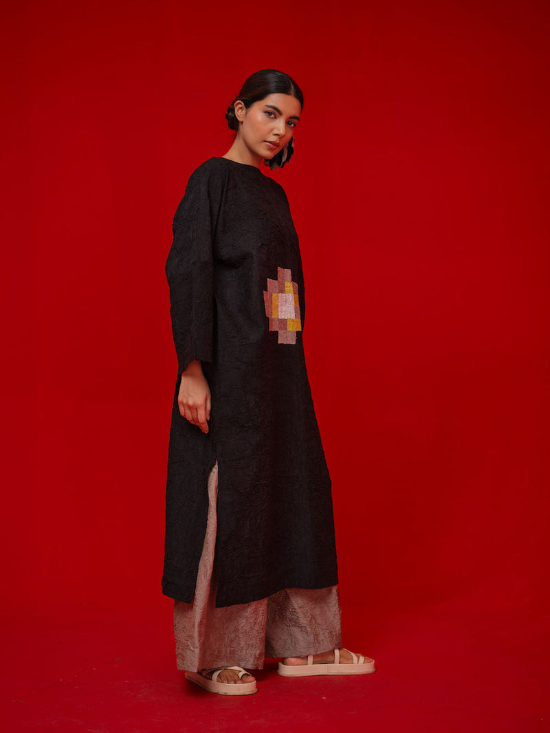 Spring Tunic-Black + Grey + Ivory + Yellow crushed silk tunics/kaftan by Stoique in black, grey, ivory, yellow for women in Singapore