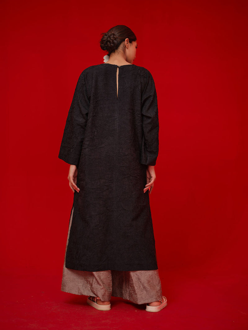 Spring Tunic-Black + Grey + Ivory + Yellow crushed silk tunics/kaftan by Stoique in black, grey, ivory, yellow for women in Singapore