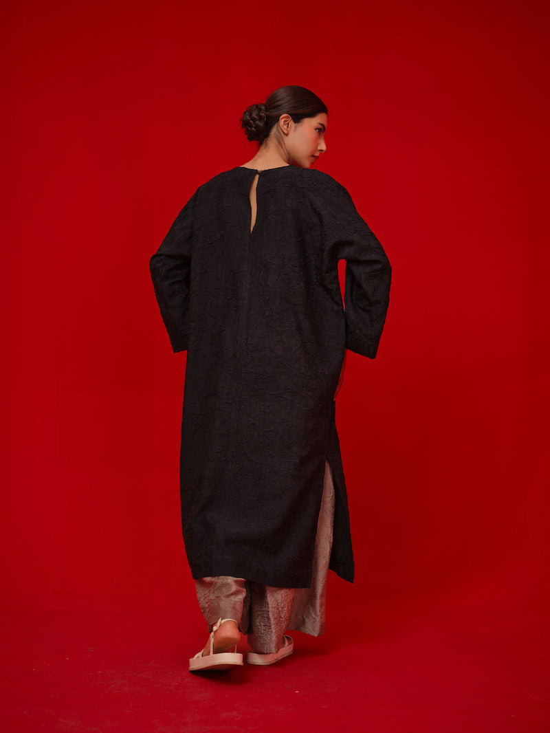Spring Tunic-Black + Grey + Ivory + Yellow crushed silk tunics/kaftan by Stoique in black, grey, ivory, yellow for women in Singapore