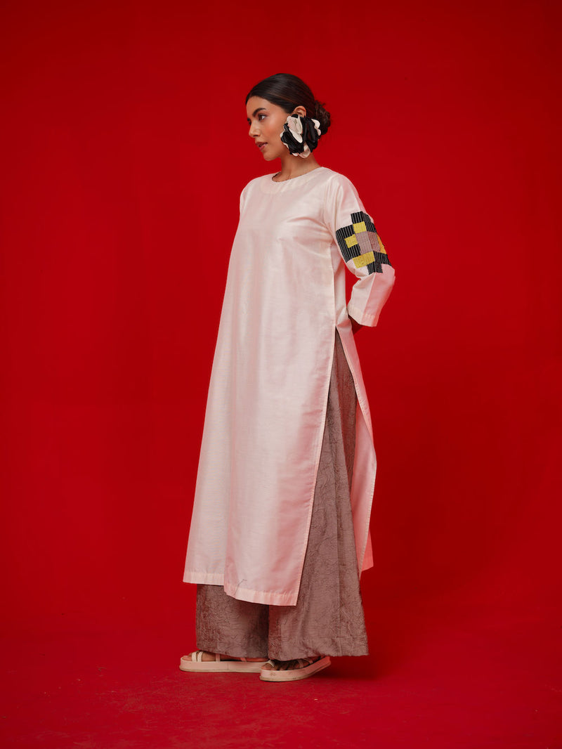 Union Tunic-Ivory + Black + Yellow silk cotton tunics/kaftan by Stoique in ivory, black, yellow for women in Singapore