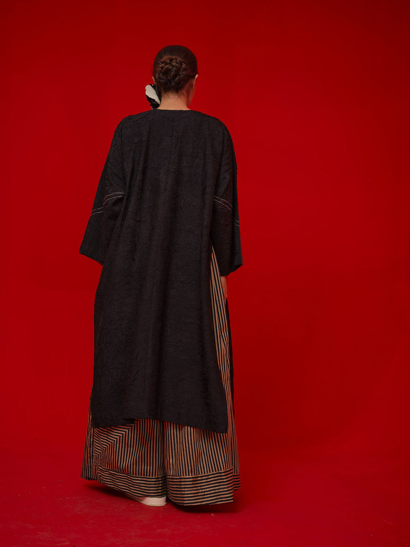 Pepper Tunic-Black + Grey crushed silk tunics/kaftan by Stoique in black, grey for women in Singapore