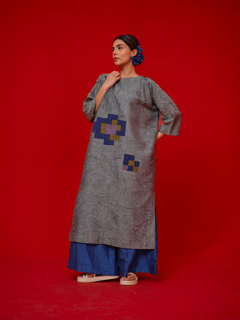 Spring Tunic-Teal + Blue + Green crushed silk tunics/kaftan by Stoique in teal, blue, green for women in Singapore