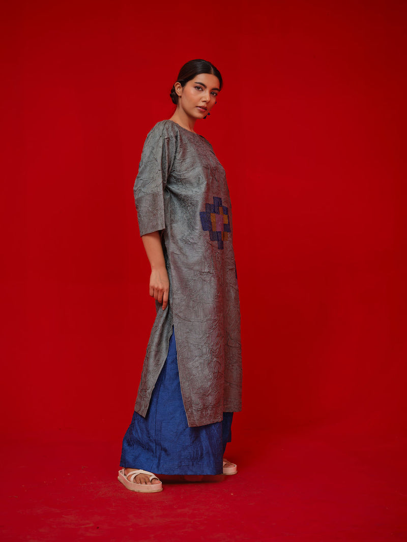 Spring Tunic-Teal + Blue + Green crushed silk tunics/kaftan by Stoique in teal, blue, green for women in Singapore