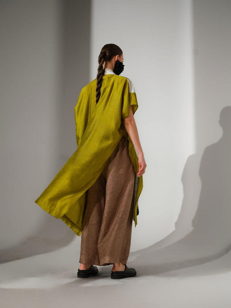 Anchor Kaftaan-Natural + Black + Lime crushed silk tunics/kaftan by Stoique in natural, black, lime for women in Singapore