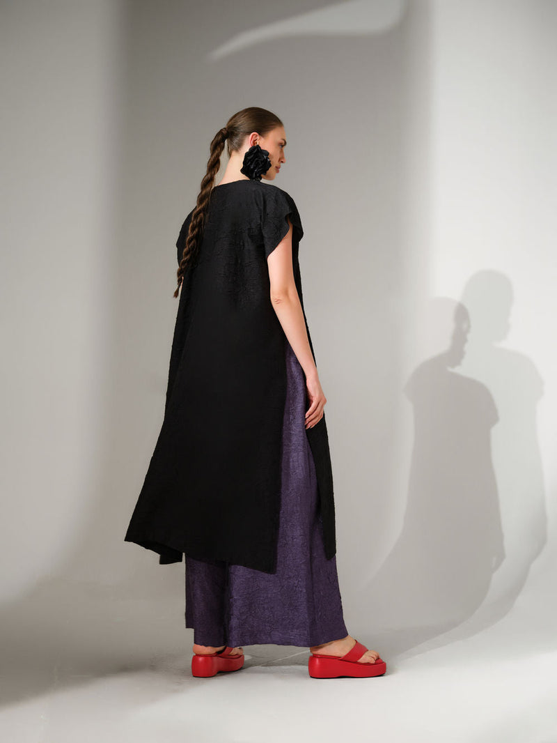 Facet Tunic-Black + Lime crushed silk tunics/kaftan by Stoique in black, lime for women in Singapore