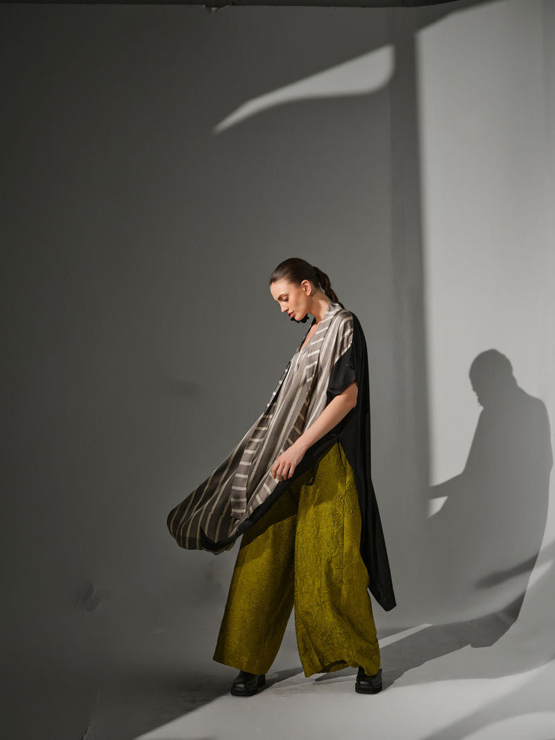 Root Pants-Lime crushed silk pant/trouser by Stoique in lime for women in Singapore