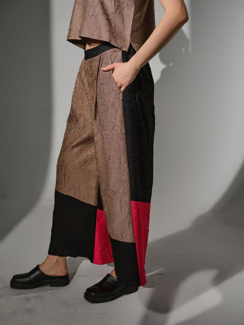 Awaken Pants-Grey + Pink + Black crushed silk pant/trouser by Stoique in grey, pink, black for women in Singapore