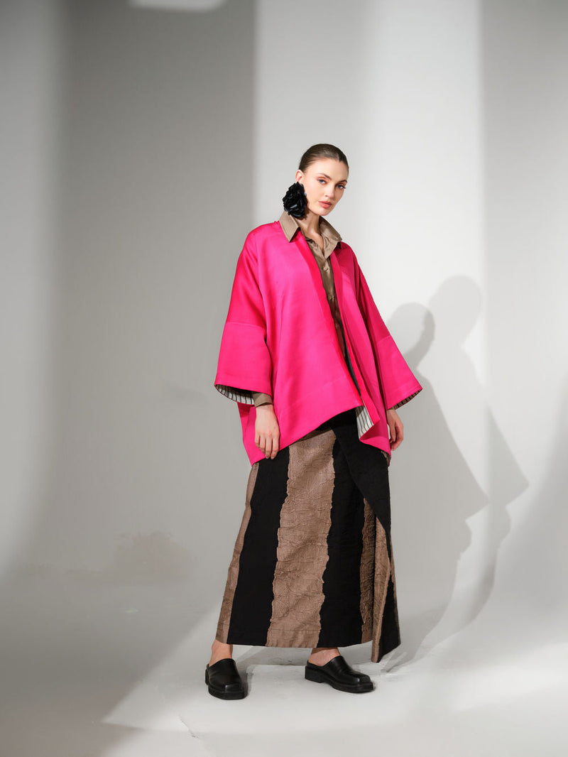 Chi Jacket-Pink satin jacket/overlay by Stoique in pink for women in Singapore