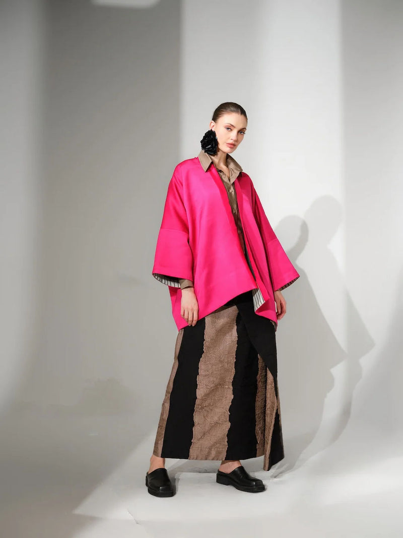 Union skirt-Black + Grey crushed silk skirt by Stoique in black, grey for women in Singapore