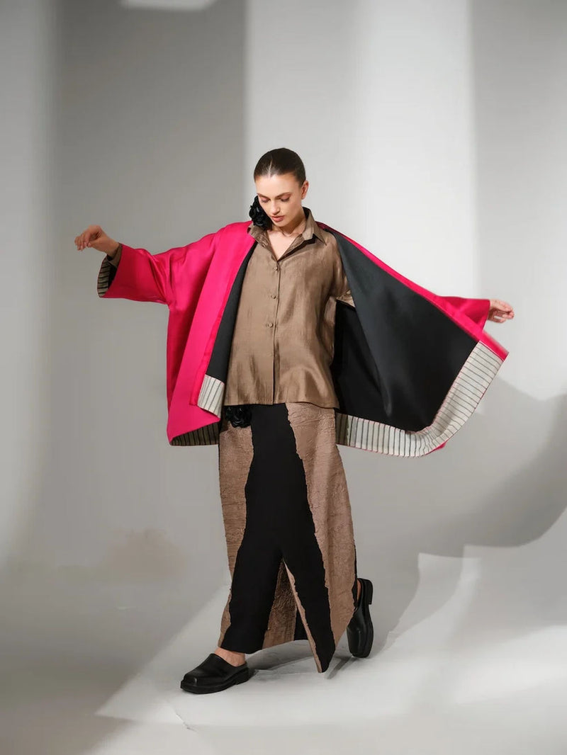 Union skirt-Black + Grey crushed silk skirt by Stoique in black, grey for women in Singapore