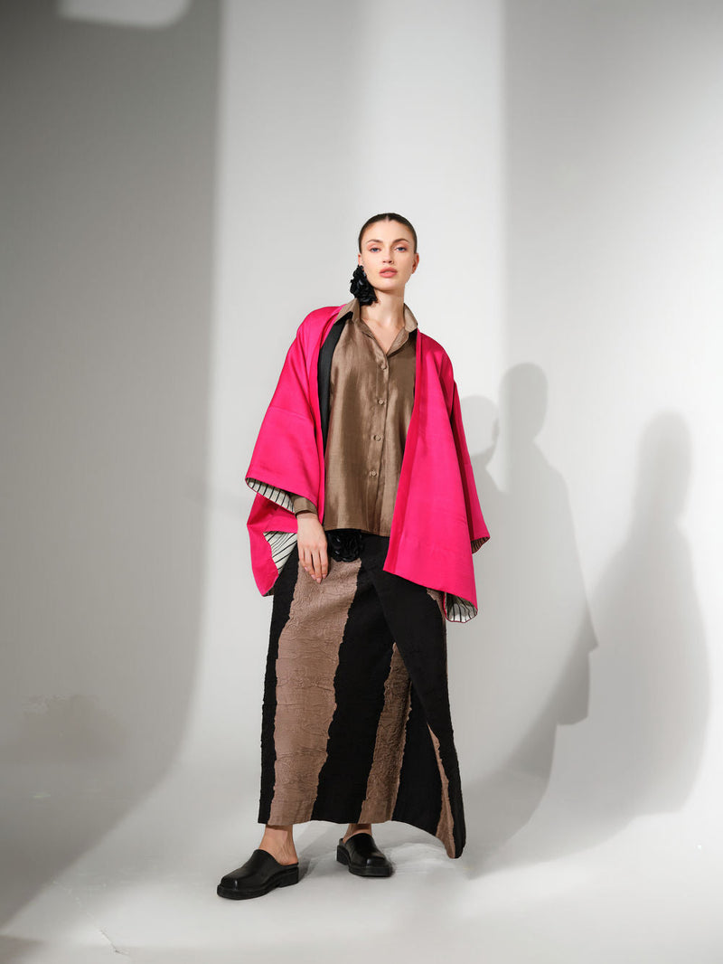 Chi Jacket-Pink satin jacket/overlay by Stoique in pink for women in Singapore