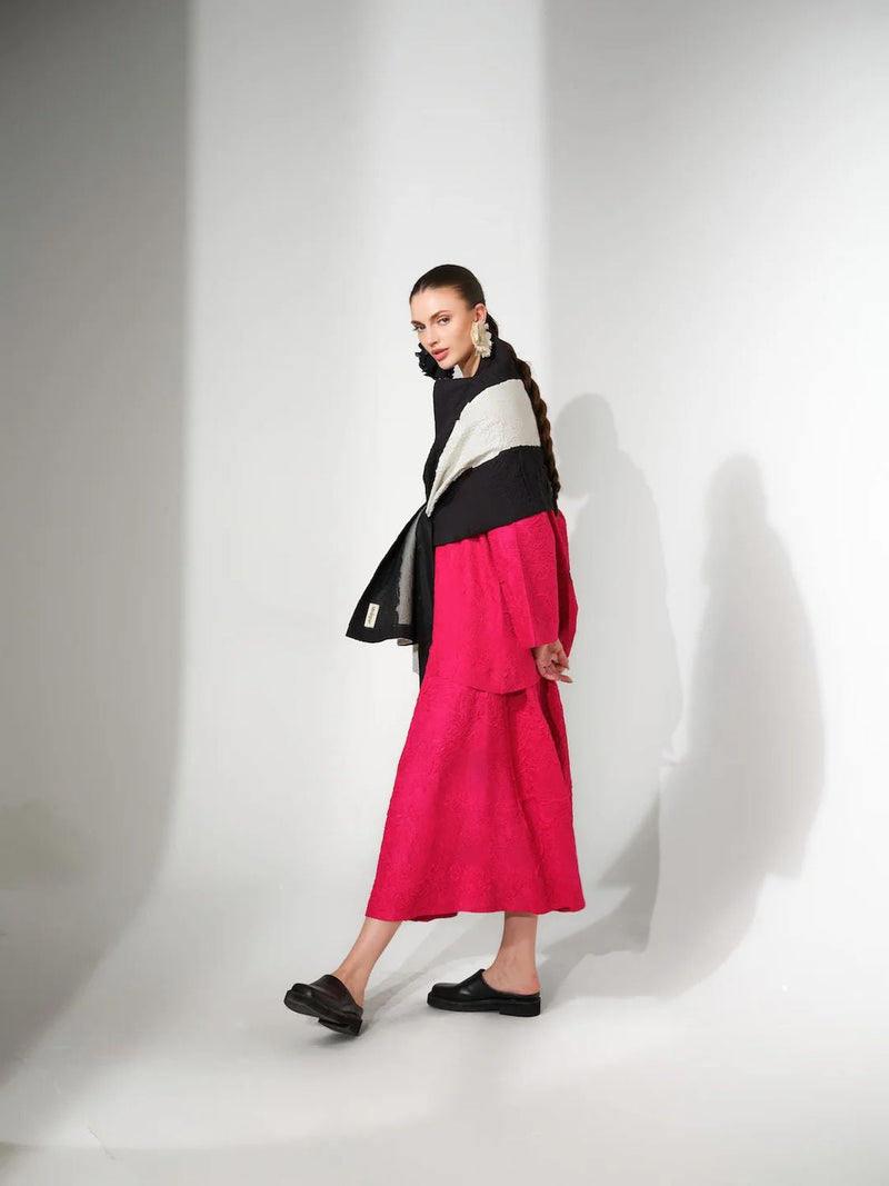 Una Scarf-Natural + Black crushed cotton scarve/stole by Stoique in natural, black for women in Singapore