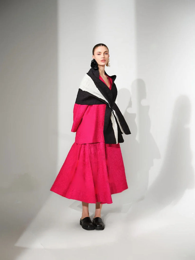 Una Scarf-Natural + Black crushed cotton scarve/stole by Stoique in natural, black for women in Singapore