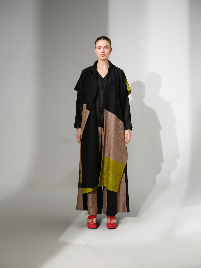 Luna shirt-Black silk chanderi top/shirt by Stoique in black for women in Singapore
