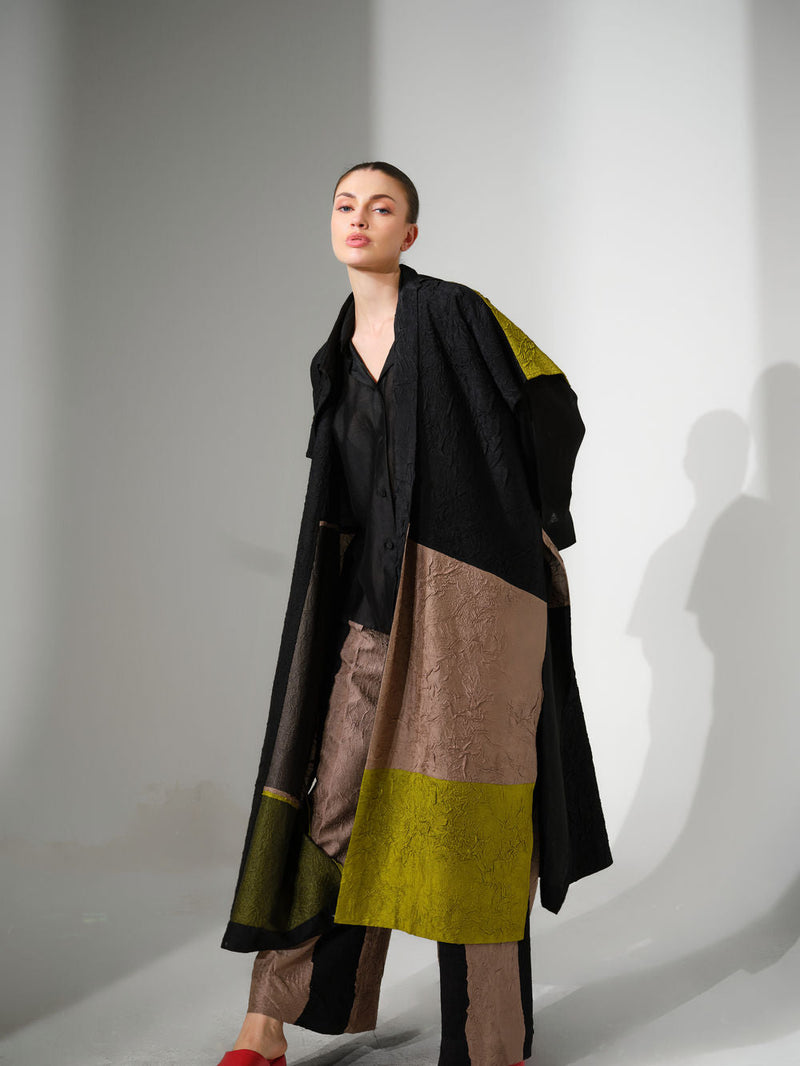 Awaken Tunic-Black + Grey + Lime crushed silk tunics/kaftan by Stoique in black, grey, lime for women in Singapore