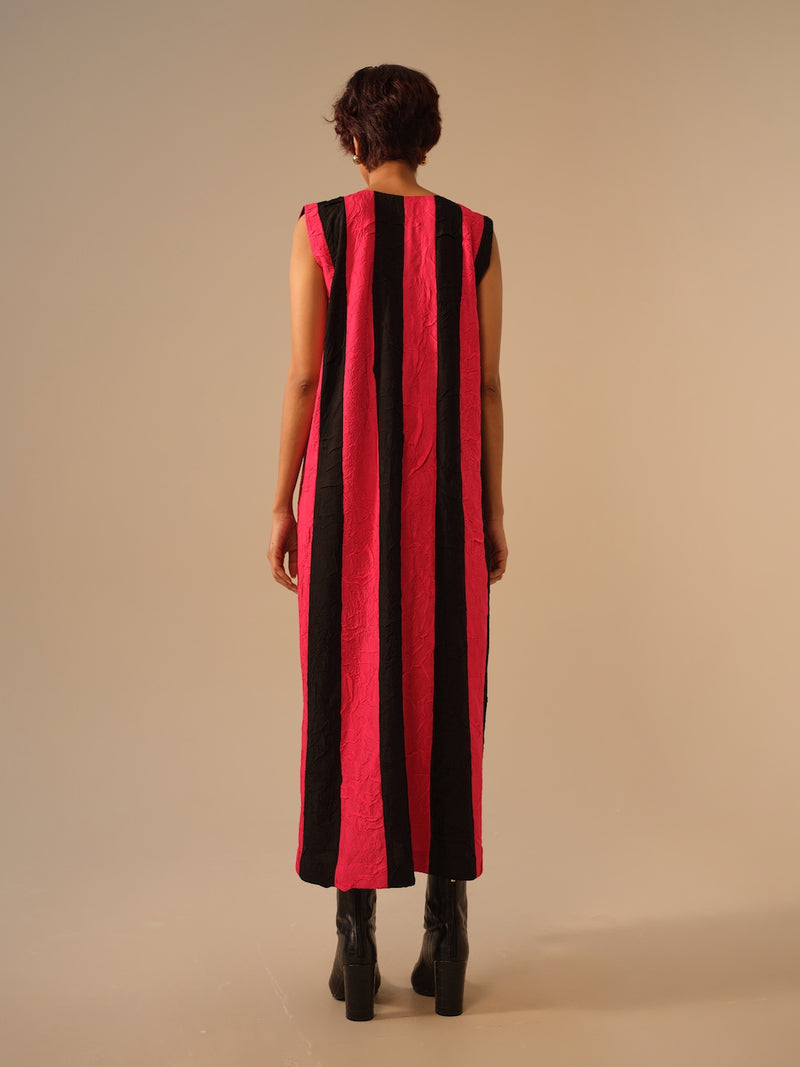 Twin Dress-Pink + Black crushed silk dresses by Stoique in pink, black for women in Singapore