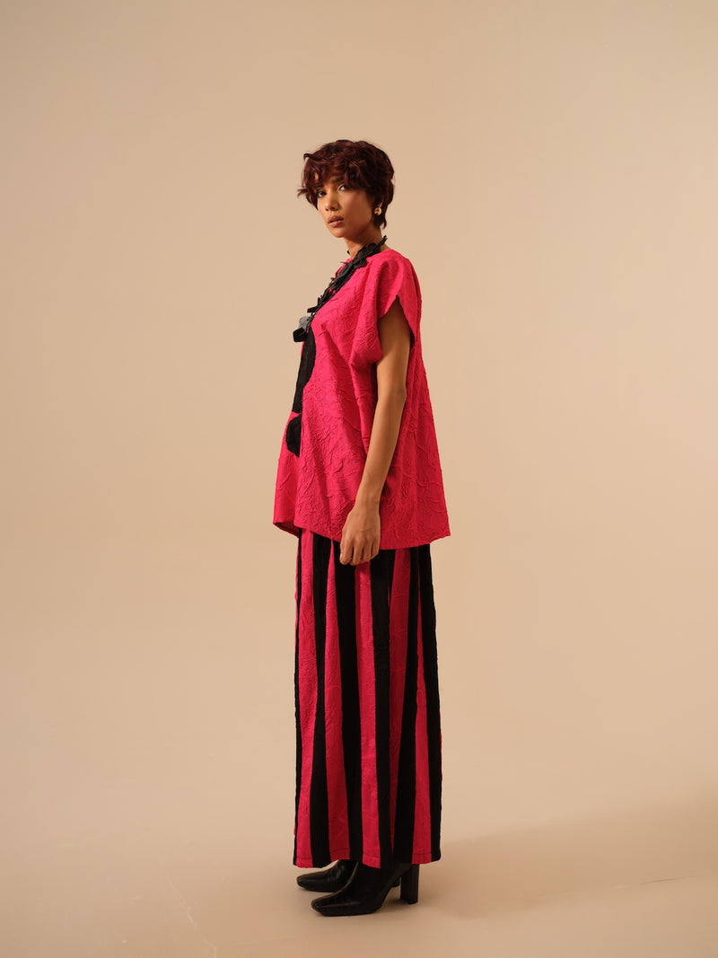 Lane Top-Lilac + Black crushed silk tops and shirts by Stoique in black for women in Singapore