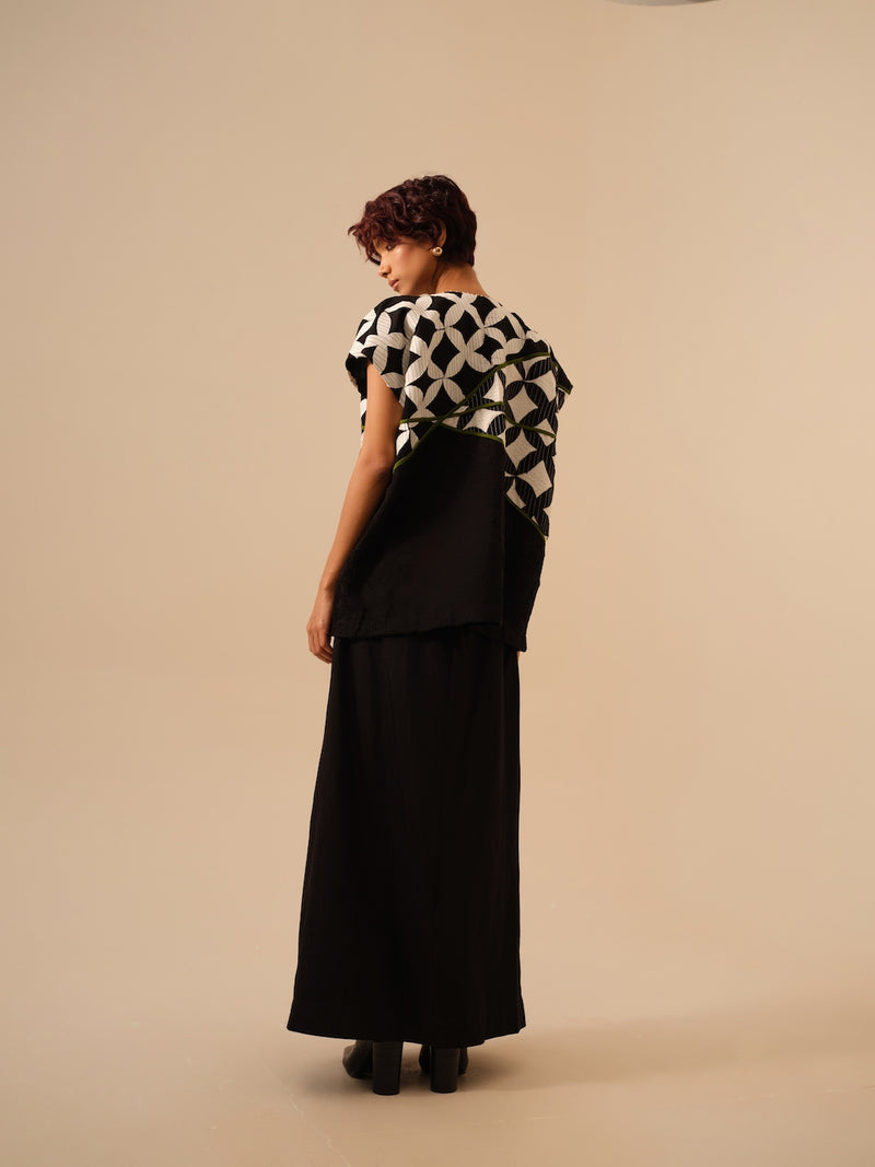 Mist Top-Black + Natural + Jade crushed silk tops and shirts by Stoique in black for women in Singapore