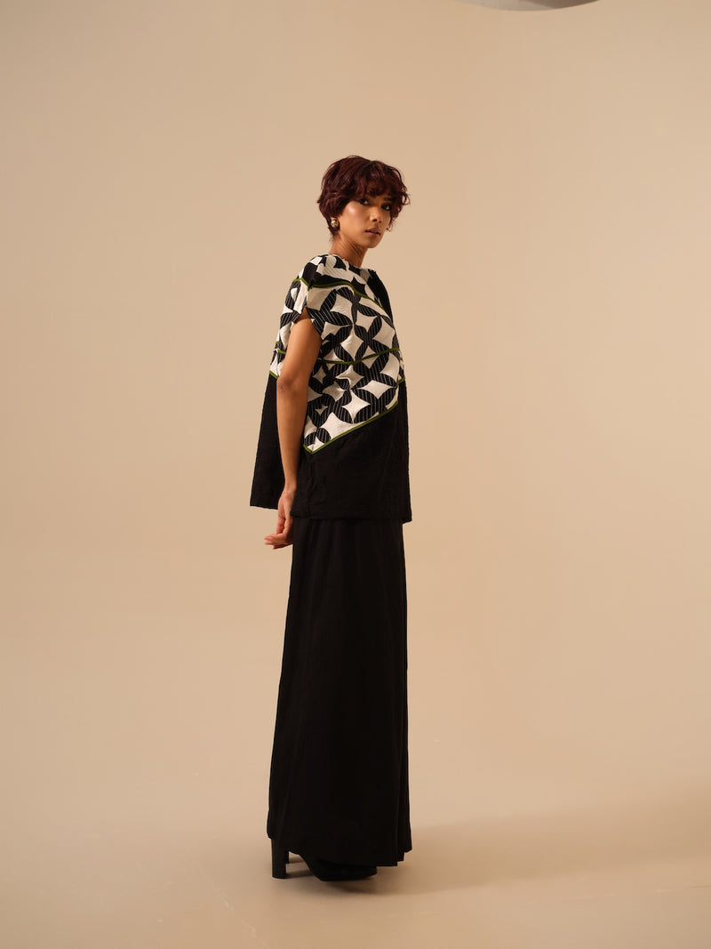 Mist Top-Black + Natural + Jade crushed silk tops and shirts by Stoique in black for women in Singapore