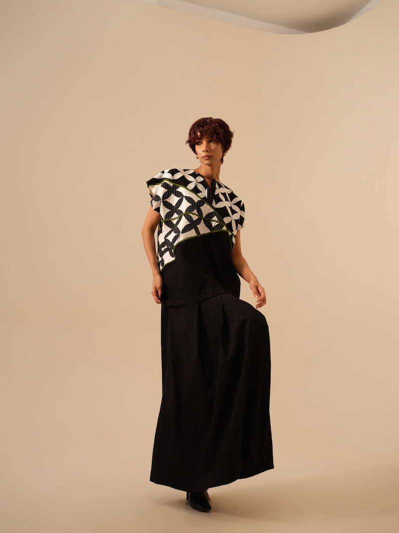 Mist Top-Black + Natural + Jade crushed silk tops and shirts by Stoique in black for women in Singapore