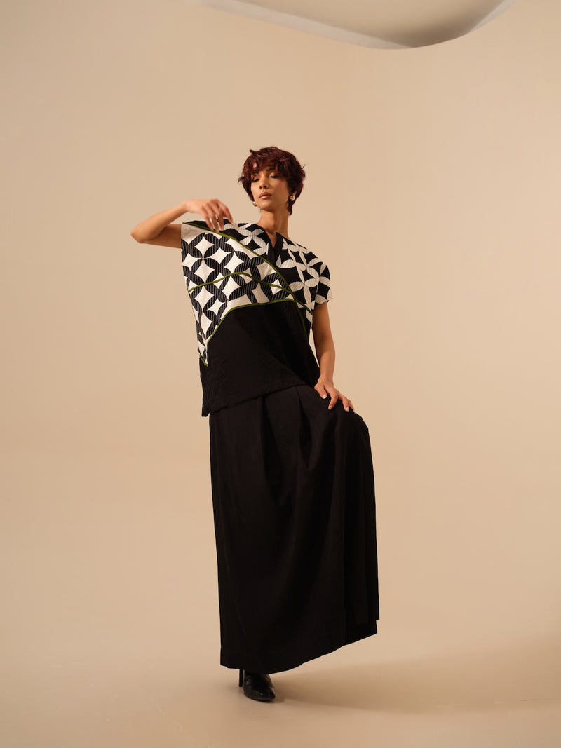 Mist Top-Black + Natural + Jade crushed silk tops and shirts by Stoique in black for women in Singapore