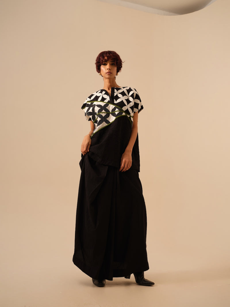 Mist Top-Black + Natural + Jade crushed silk tops and shirts by Stoique in black for women in Singapore