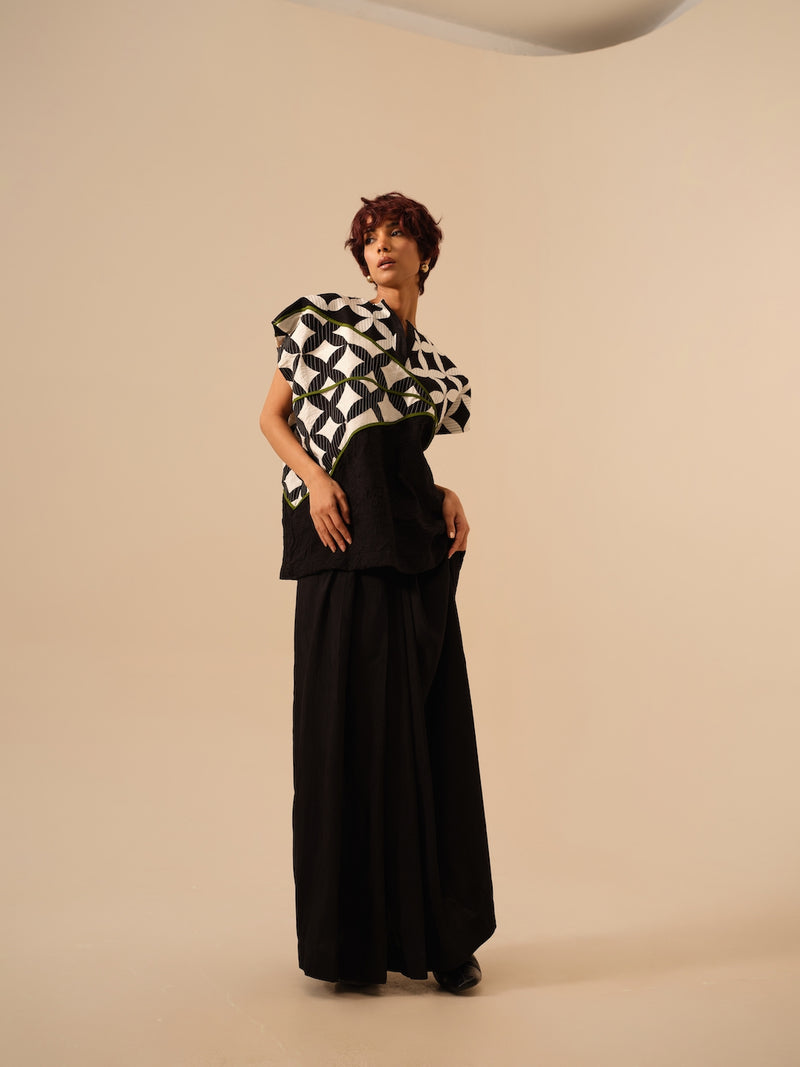 Mist Skirt-Black crushed silk skirts by Stoique in black for women in Singapore