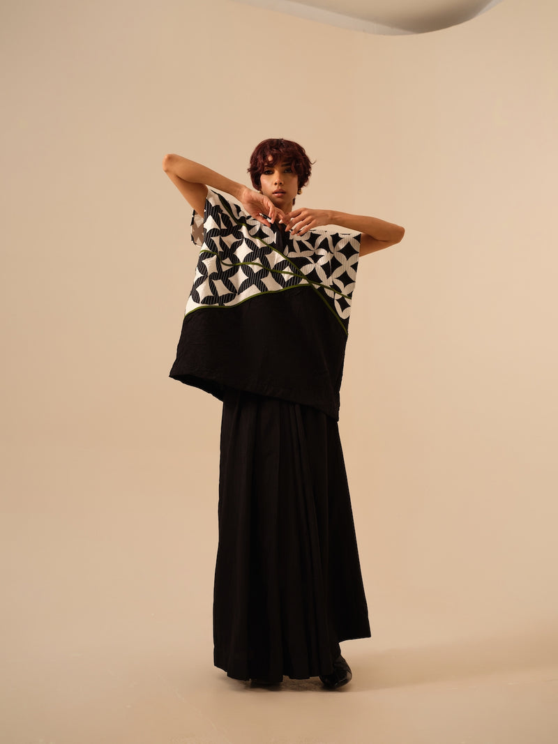 Mist Skirt-Black crushed silk skirts by Stoique in black for women in Singapore