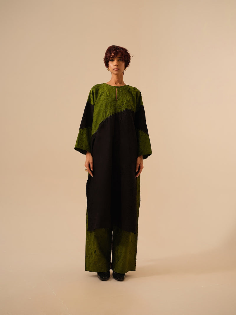 Salt Tunic-Black + Jade crushed silk kaftans and tunics by Stoique in black for women in Singapore