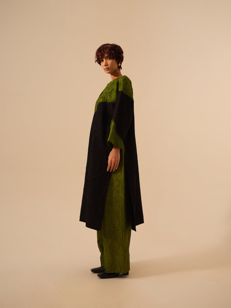 Salt Tunic-Black + Jade crushed silk kaftans and tunics by Stoique in black for women in Singapore