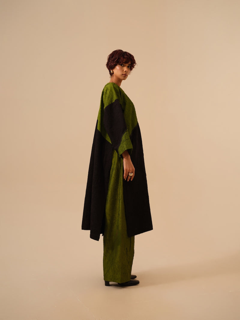 Salt Tunic-Black + Jade crushed silk kaftans and tunics by Stoique in black for women in Singapore