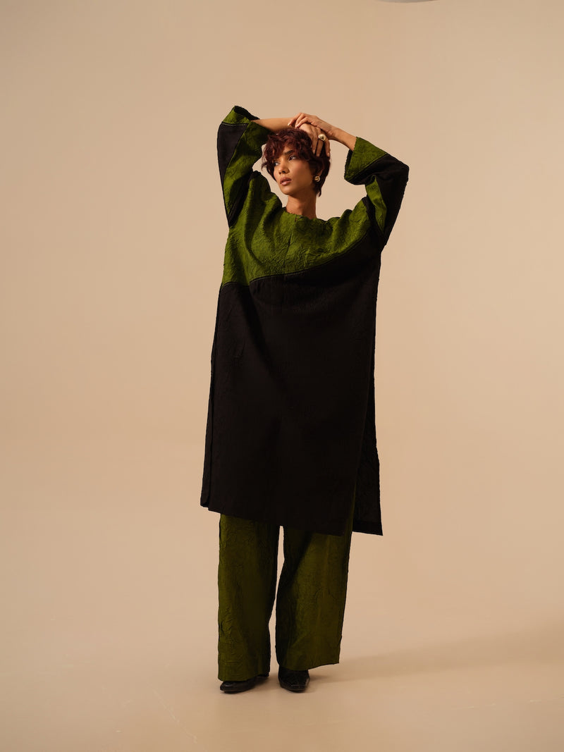 Salt Tunic-Black + Jade crushed silk kaftans and tunics by Stoique in black for women in Singapore