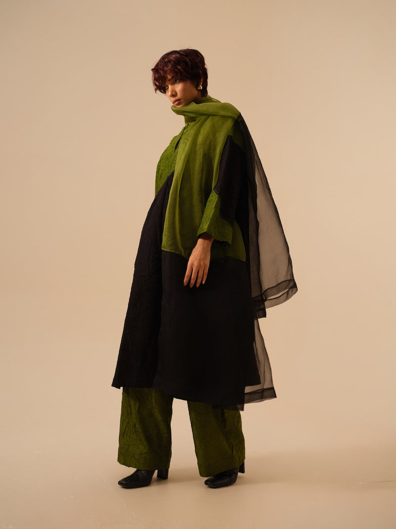 Halo Scarf-Black + Jade silk organza scarf by Stoique in black for women in Singapore
