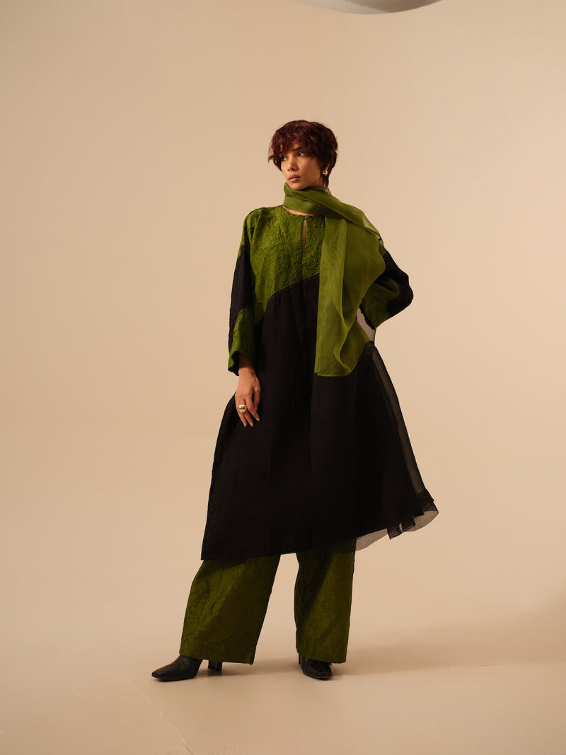 Halo Scarf-Black + Jade silk organza scarf by Stoique in black for women in Singapore