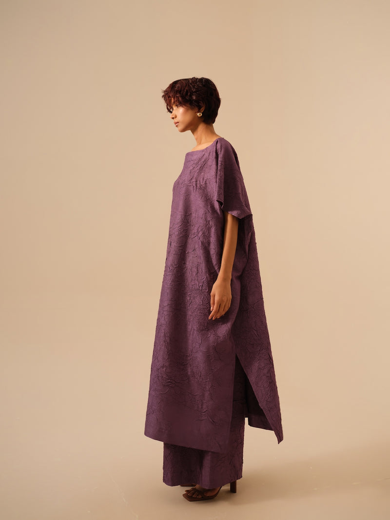 Brook Tunic-Lilac crushed silk kaftans and tunics by Stoique in lilac for women in Singapore