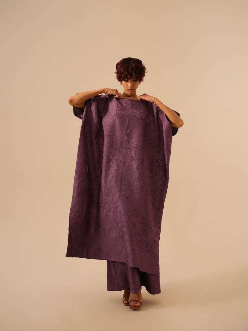 Brook Tunic-Lilac crushed silk kaftans and tunics by Stoique in lilac for women in Singapore