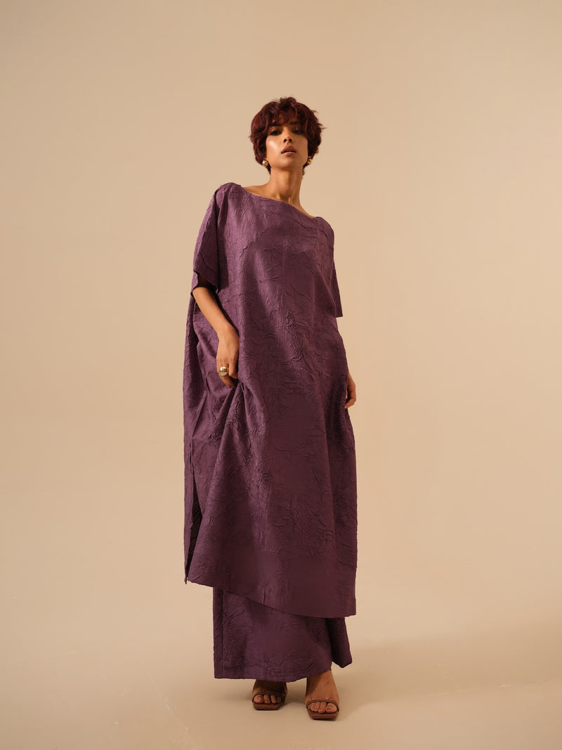Brook Tunic-Lilac crushed silk kaftans and tunics by Stoique in lilac for women in Singapore
