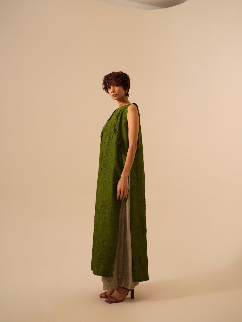 Flip Tunic-Jade Green crushed silk kaftans and tunics by Stoique in green for women in Singapore