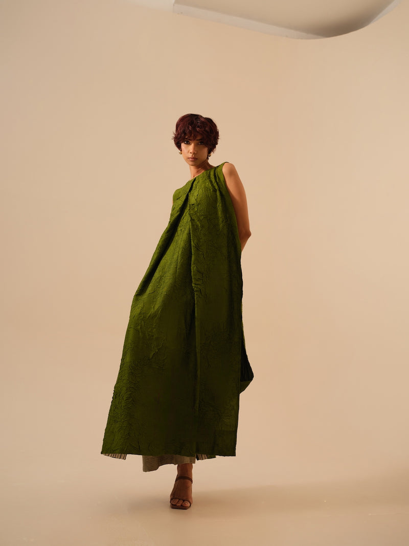 Flip Tunic-Jade Green crushed silk kaftans and tunics by Stoique in green for women in Singapore